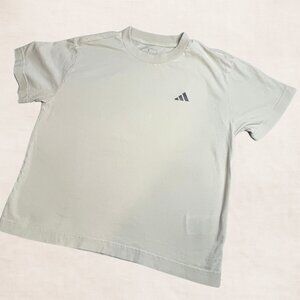 Adidas Cream Minimal Logo Tee – Small Neutral Short Sleeve Essential
